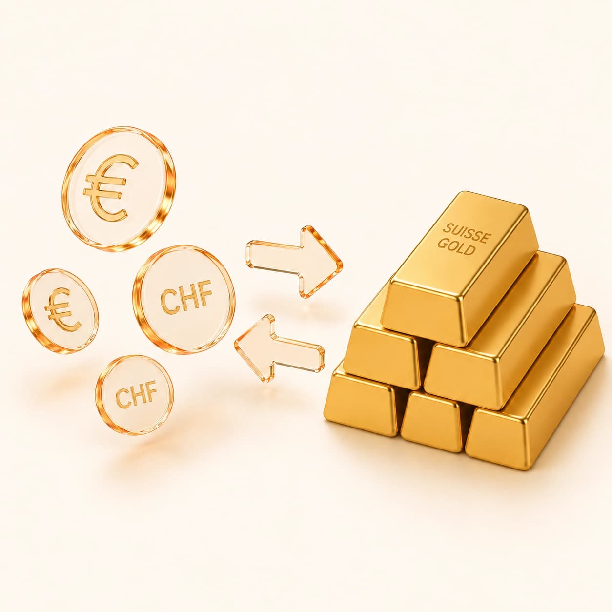 illustrazione cambio valuta e lingotti d’oro